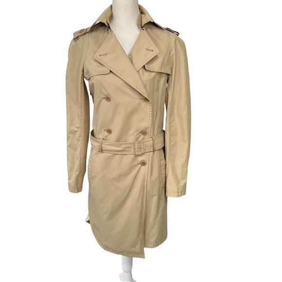 Helmut Lang Women's Double Breasted Cotton Blend Trench Coat Tan Size S - Picture 1 of 15